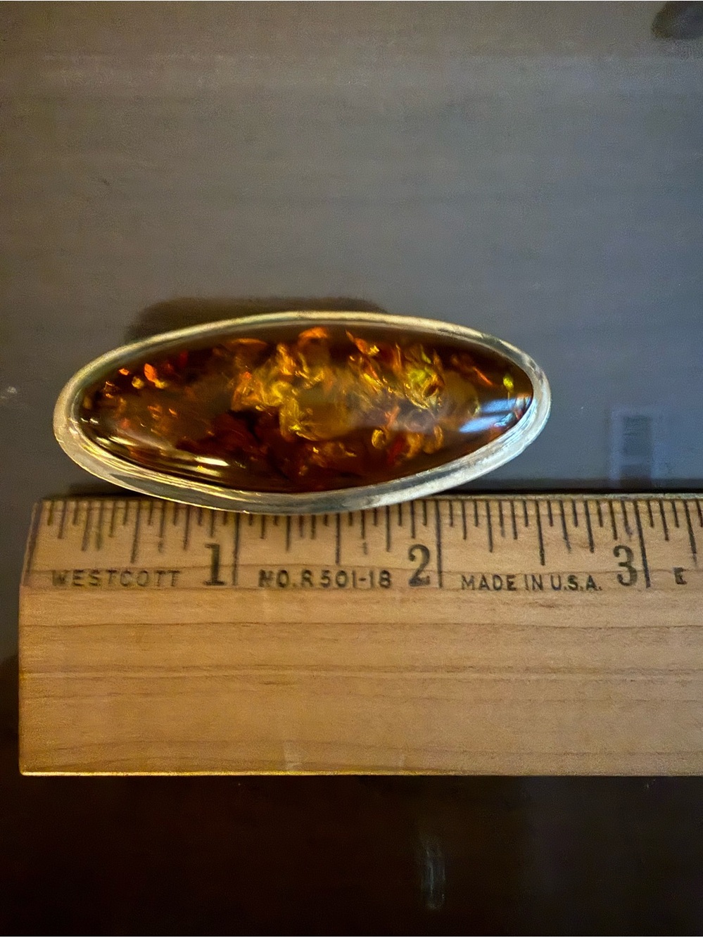 Vintage Sterling Silver Baltic Amber Brooch - Picture 3 of 3